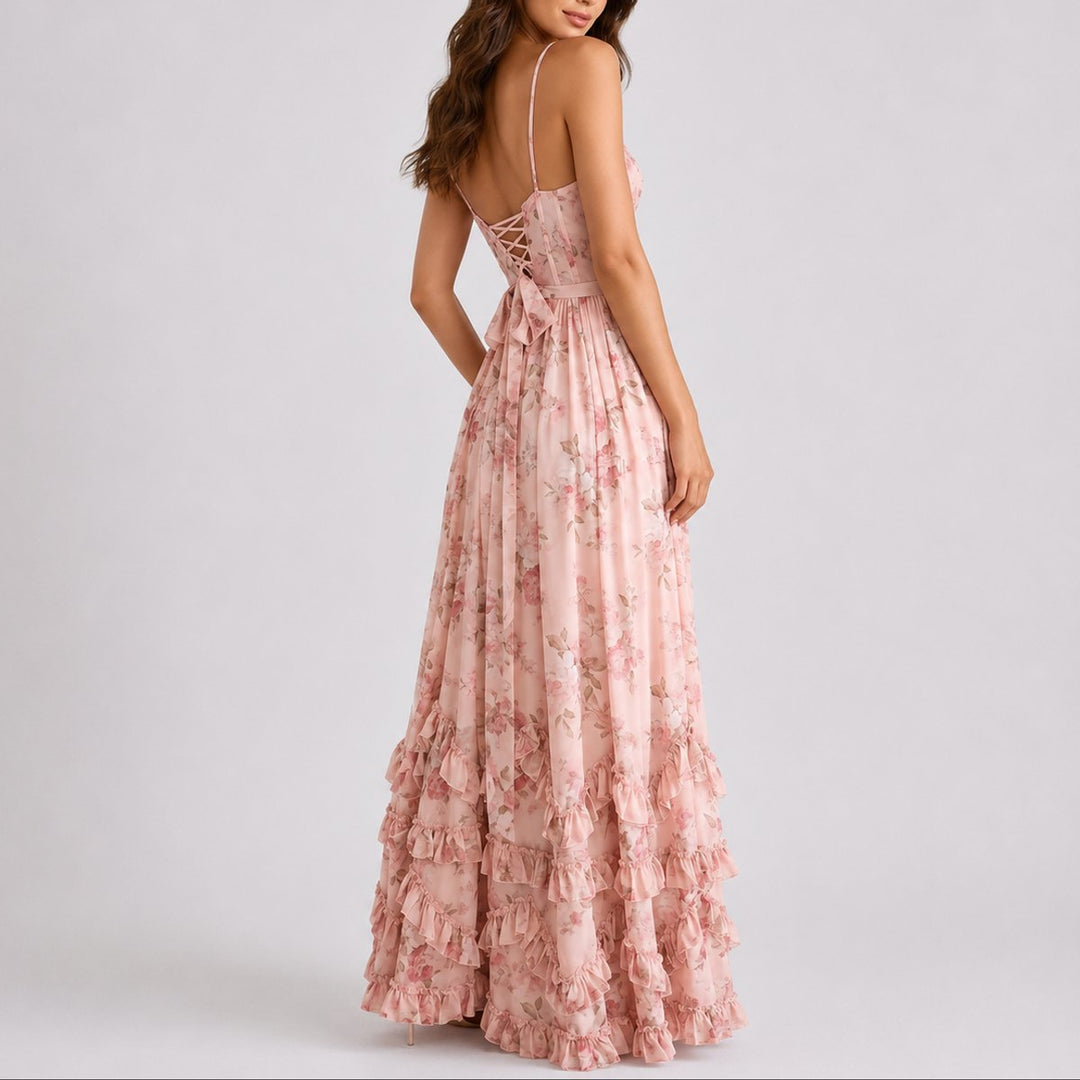 Women's A-Line Chiffon Maxi Fall Wedding Guest Dress (4)