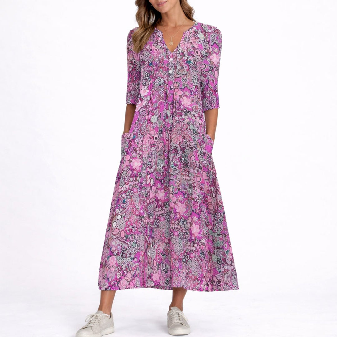 Women's A-Line Midi Fall Wedding Guest Dress in Purple