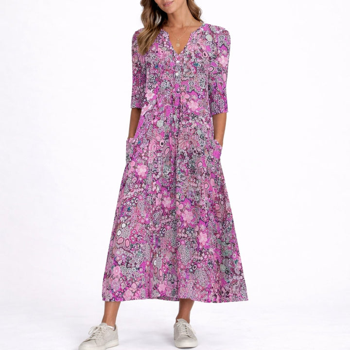Women's A-Line Midi Fall Wedding Guest Dress in Purple