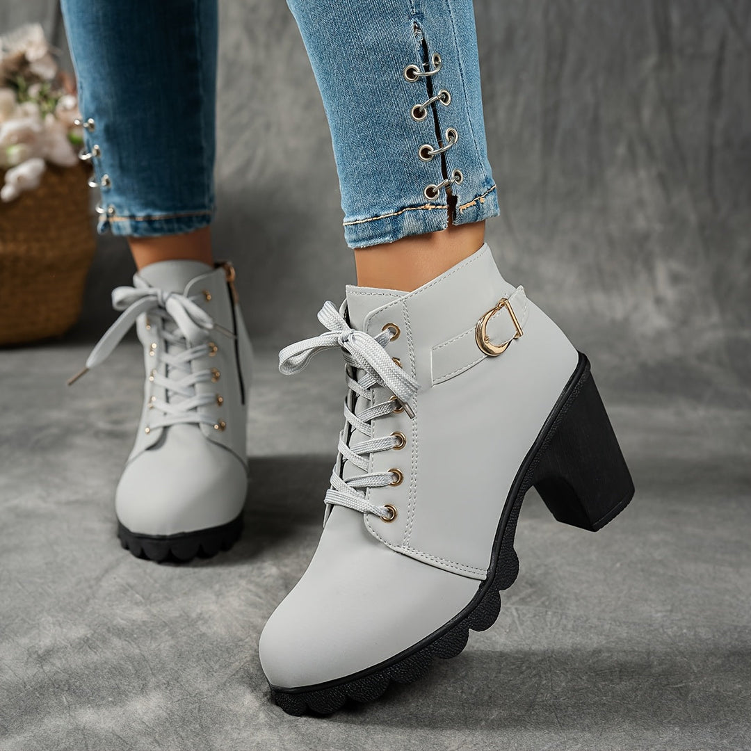Women's Ankle Boots with Block Heel & Zip Closure (10)