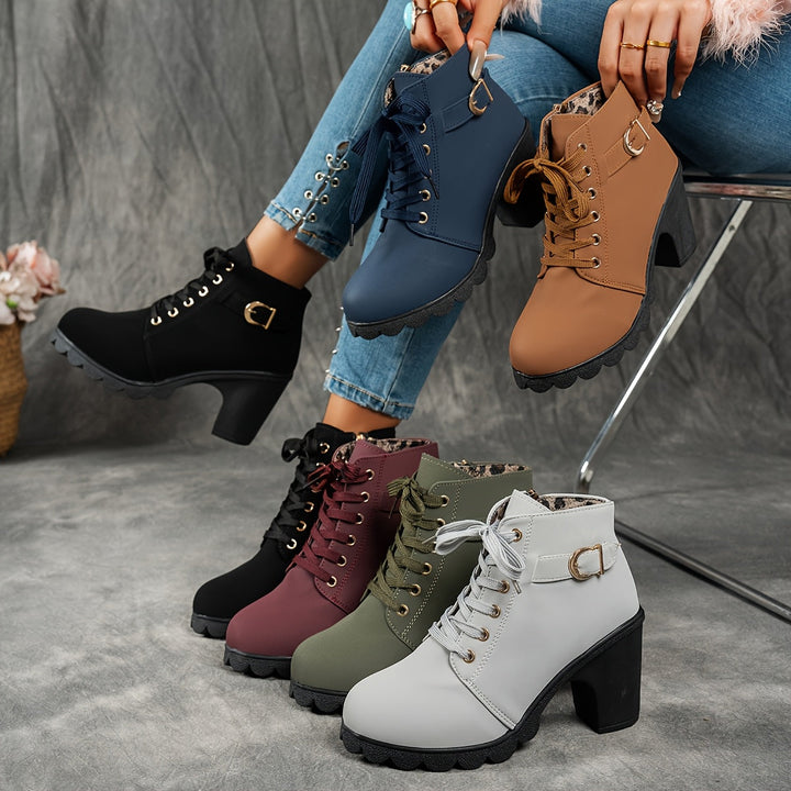 Women's Ankle Boots with Block Heel & Zip Closure (12)