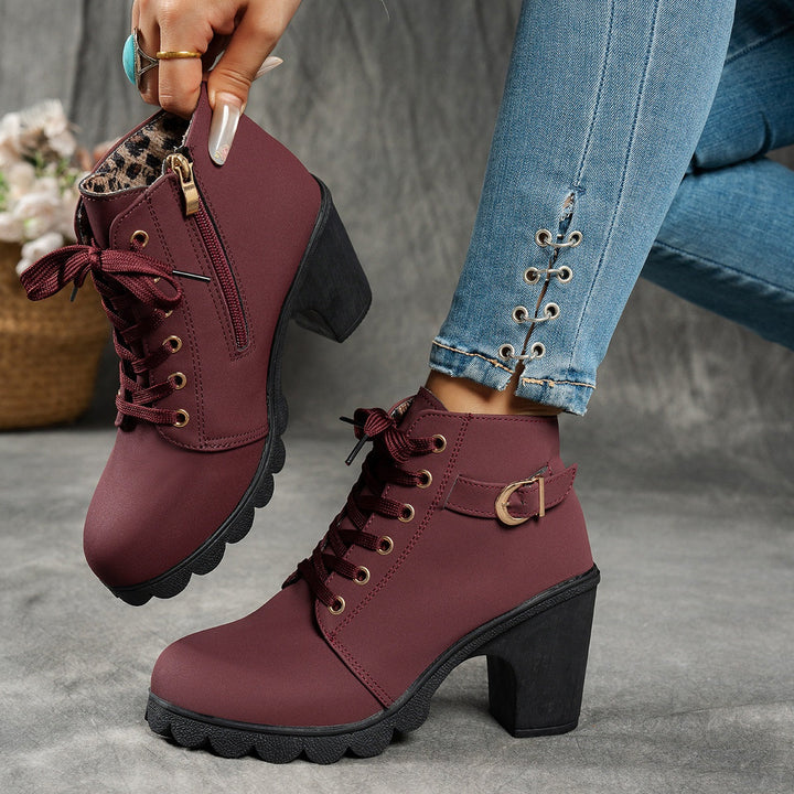 Women's Ankle Boots with Block Heel & Zip Closure (2)
