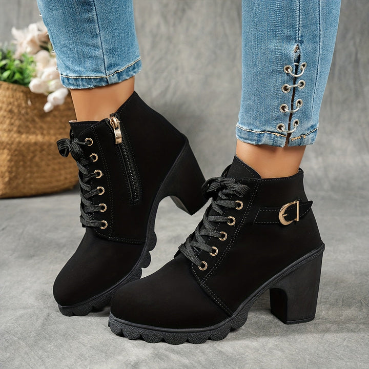 Women's Ankle Boots with Block Heel & Zip Closure (3)