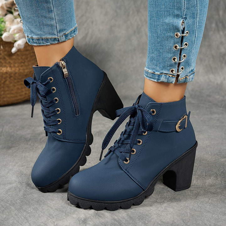 Women's Ankle Boots with Block Heel & Zip Closure (5)