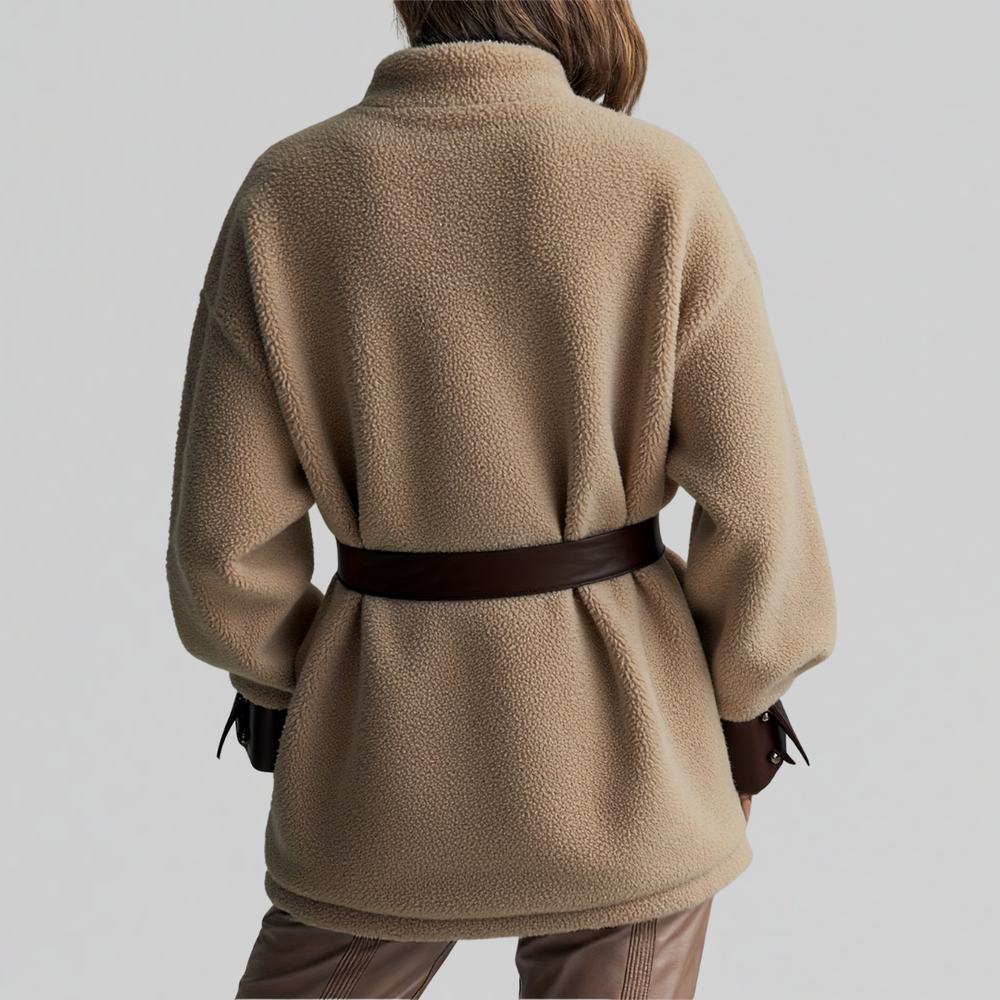 Women's Belted Teddy Jacket for Fall (2)