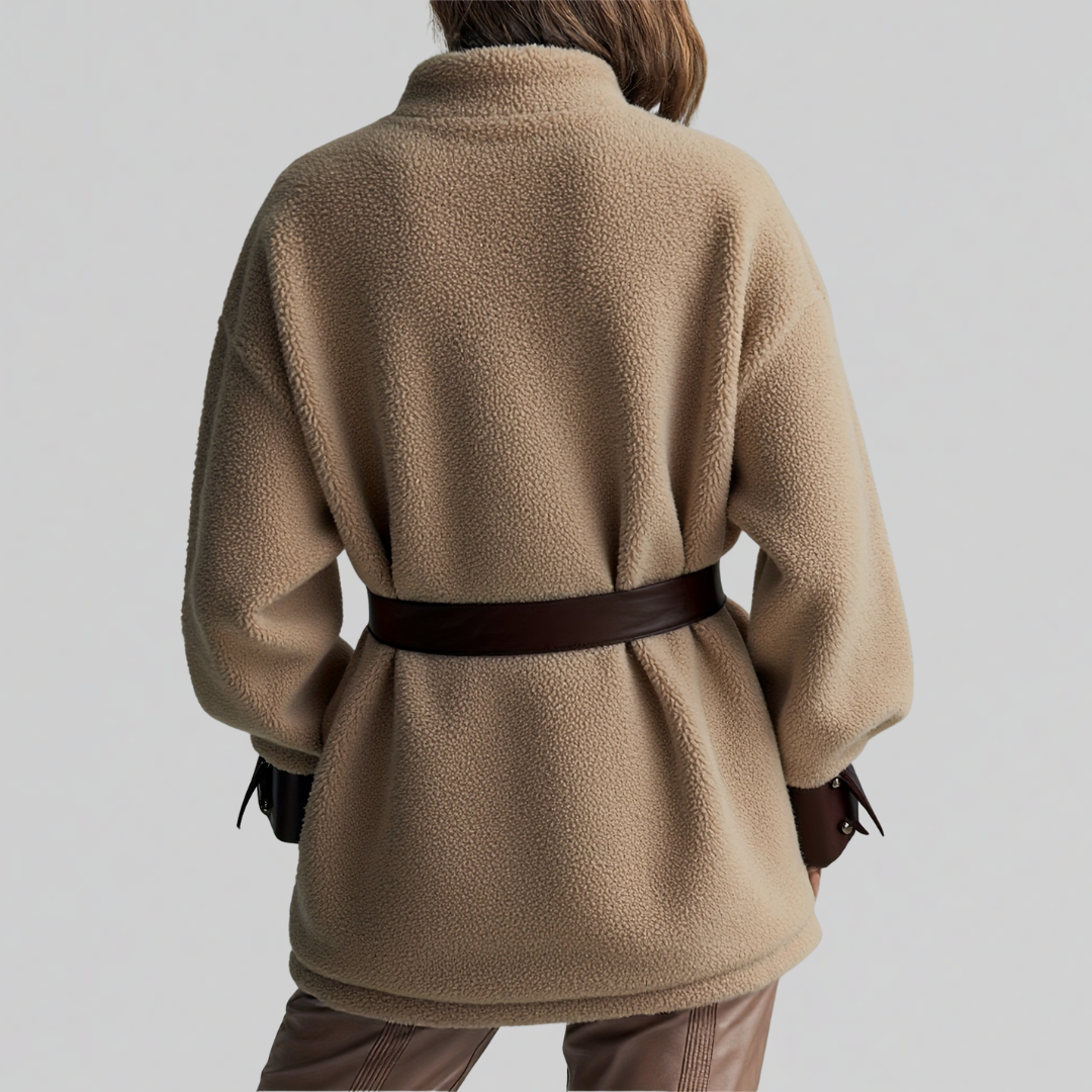 Women's Belted Teddy Jacket for Fall (2)