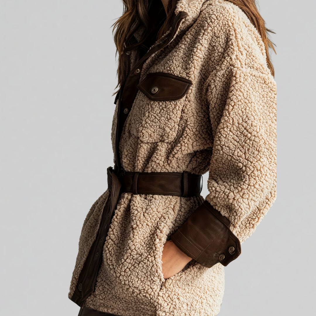 Women's Belted Teddy Jacket for Fall (3)