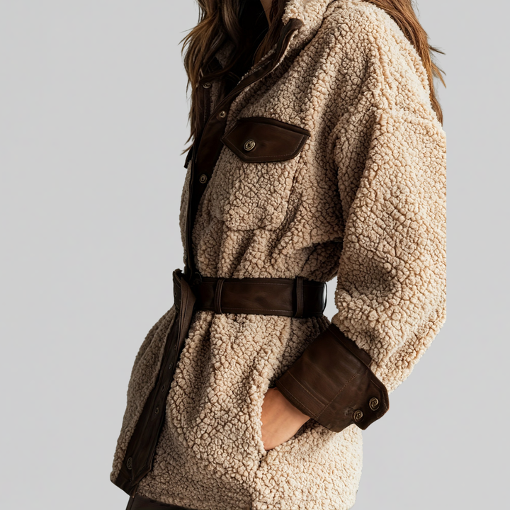 Women's Belted Teddy Jacket for Fall (3)