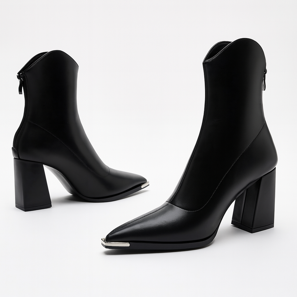 Women's Black Ankle Boots with Pointed Toe (3)