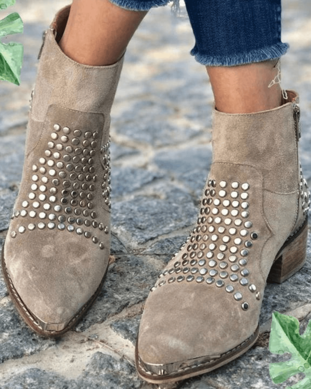 Women's Black Boots with Studs
