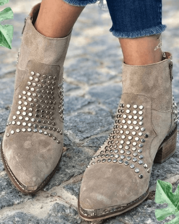 Women's Black Boots with Studs