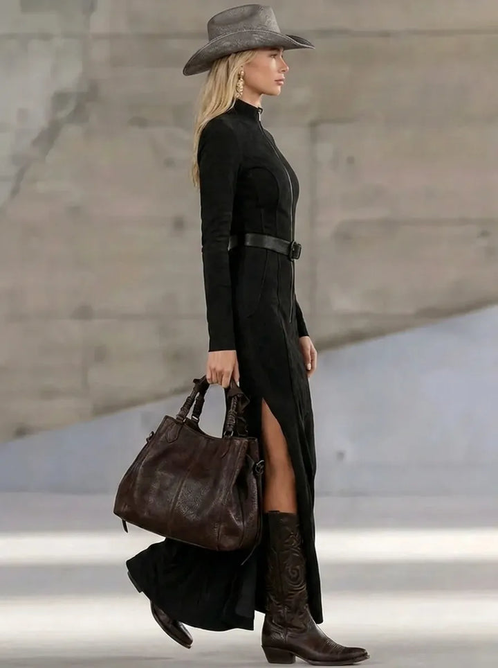 Women's Black Casual Maxi Dress for Fall (2)