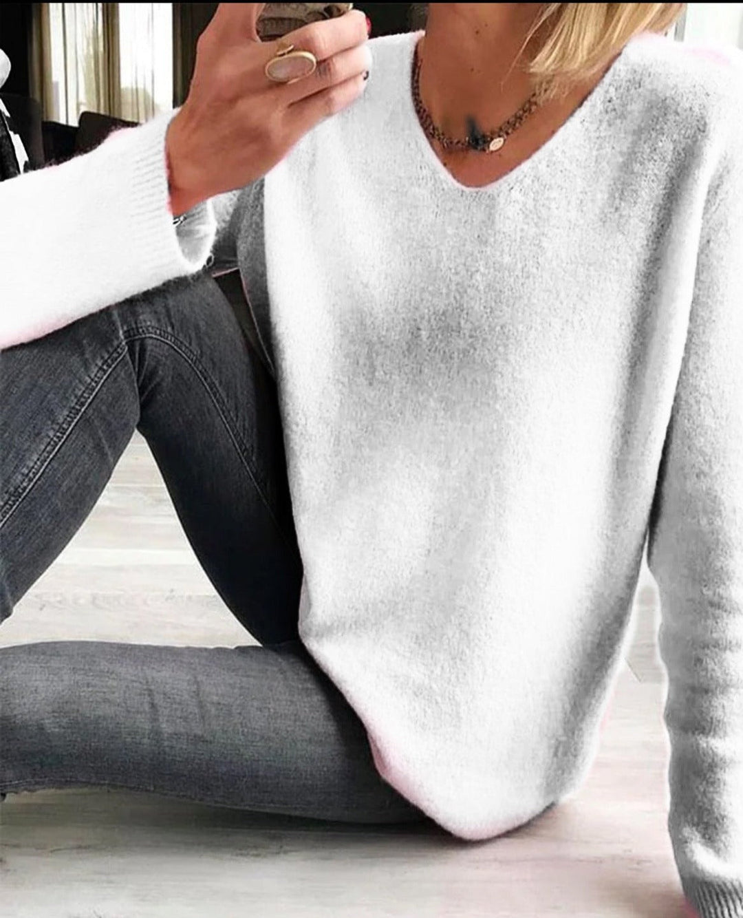 Women's Black Cotton Sweater for Fall (7)