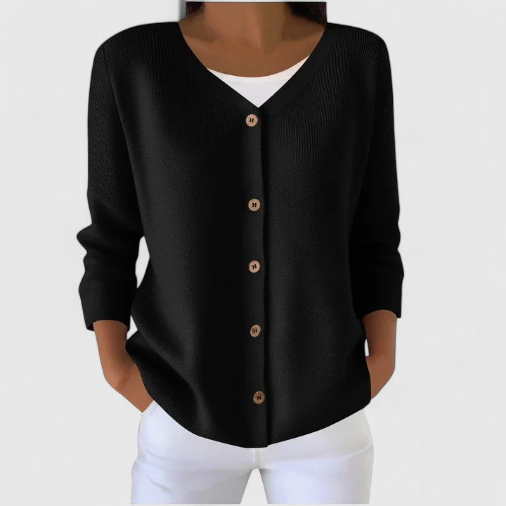 Women's Black Hooded Relaxed Cardigan in Black