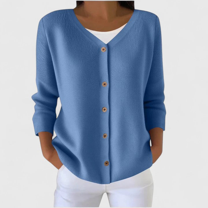 Women's Black Hooded Relaxed Cardigan in Blue