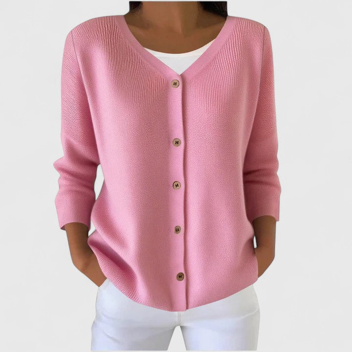 Women's Black Hooded Relaxed Cardigan in Light Pink