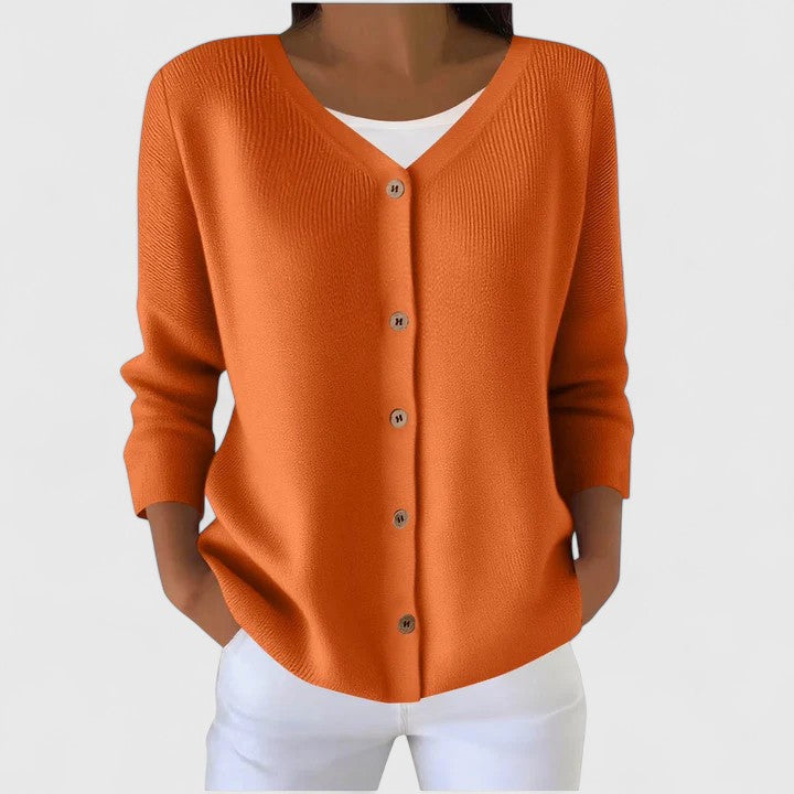 Women's Black Hooded Relaxed Cardigan in Orange