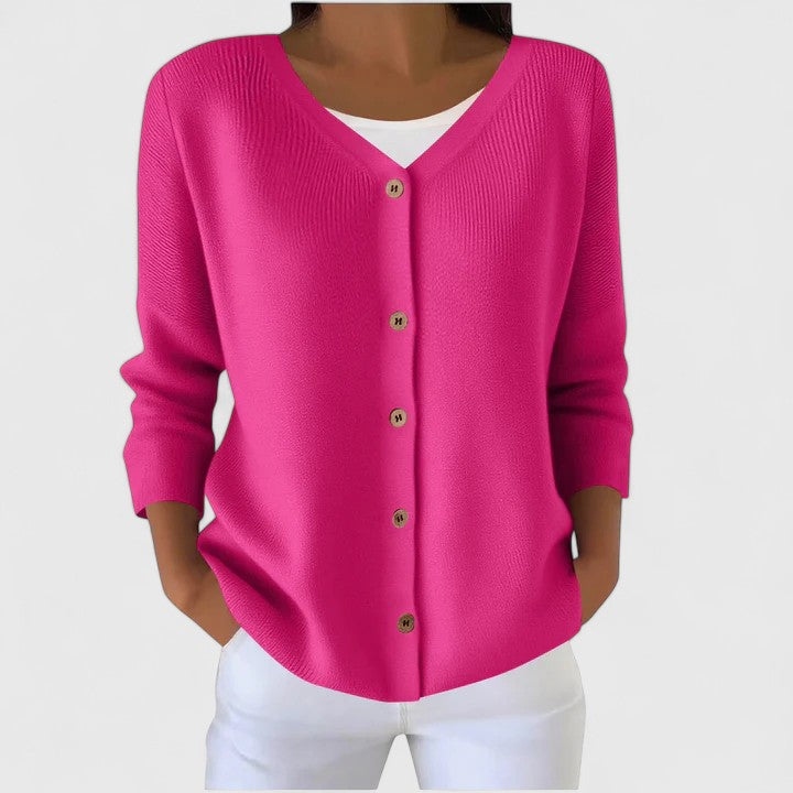 Women's Black Hooded Relaxed Cardigan in Pink