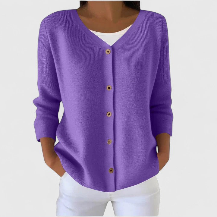 Women's Black Hooded Relaxed Cardigan in Purple