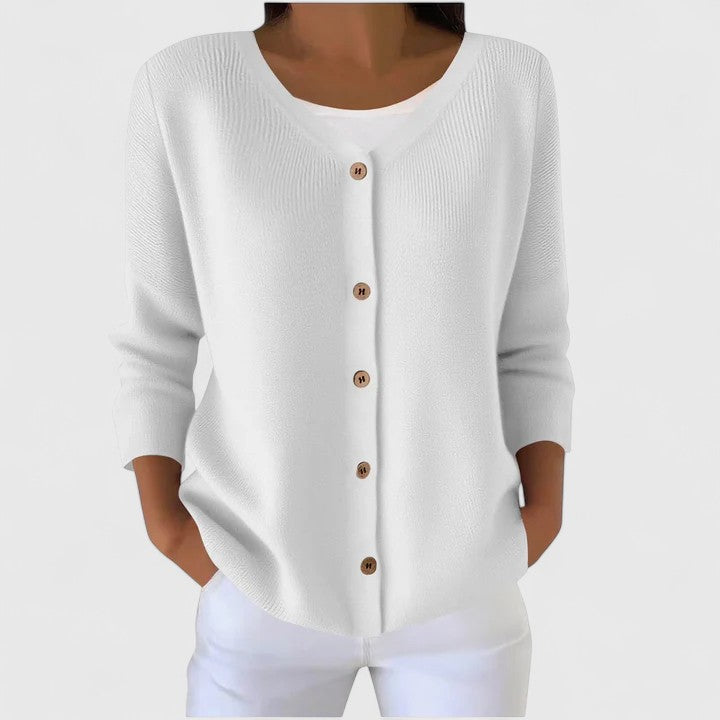 Women's Black Hooded Relaxed Cardigan in White