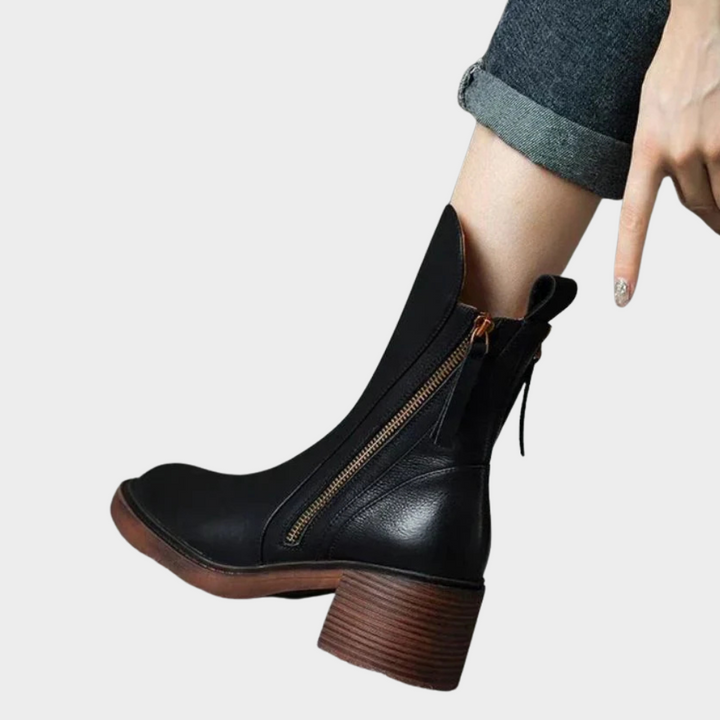 Women's Black Leather Ankle Boots (3)