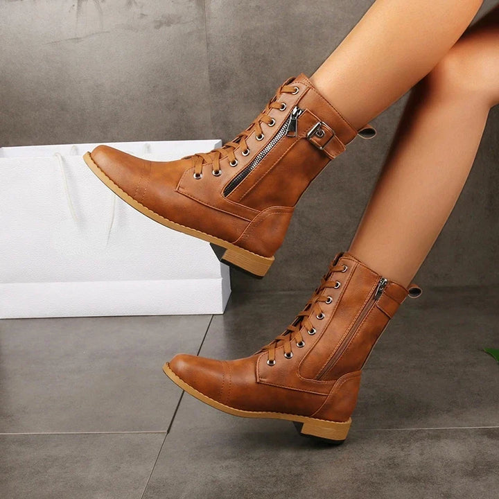 Women's Black Leather Boots with Edge