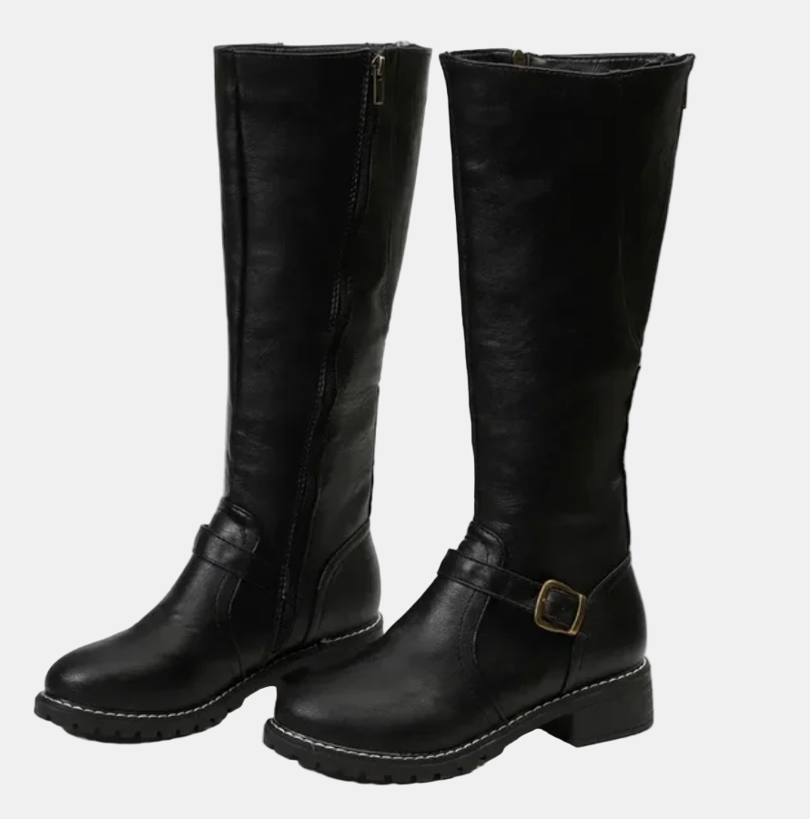 Women's Black Slim Knee-High Boots in Black