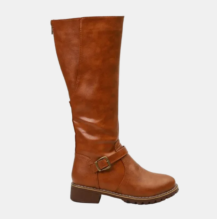 Women's Black Slim Knee-High Boots in Brown 3