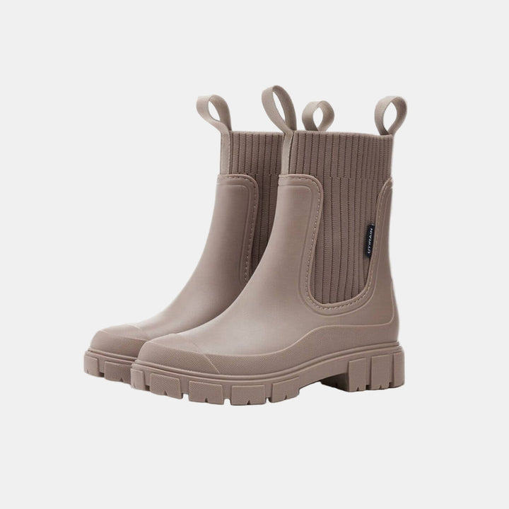 Women's Black Waterproof Anti-Slip Boots in Aprikose