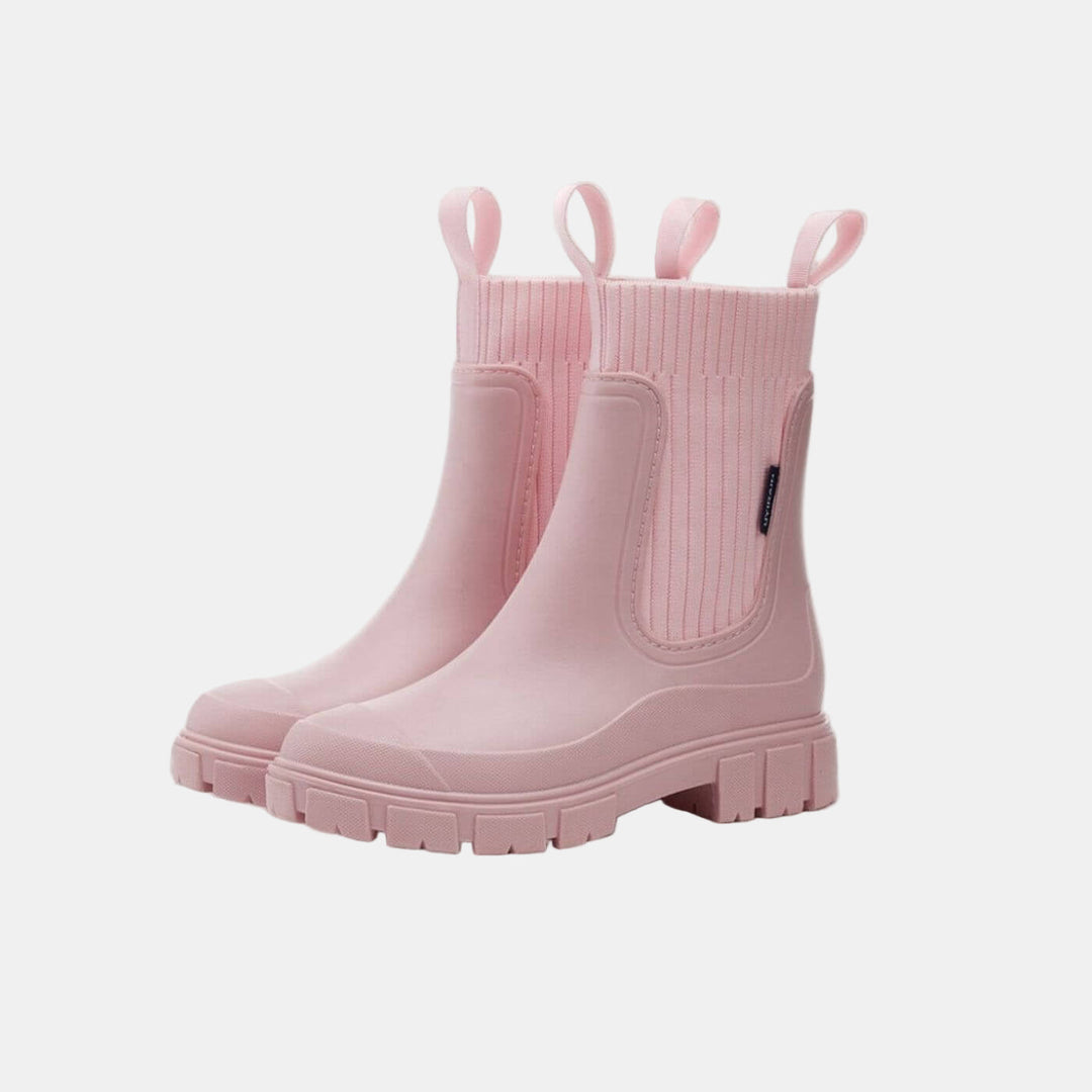 Women's Black Waterproof Anti-Slip Boots in Pink