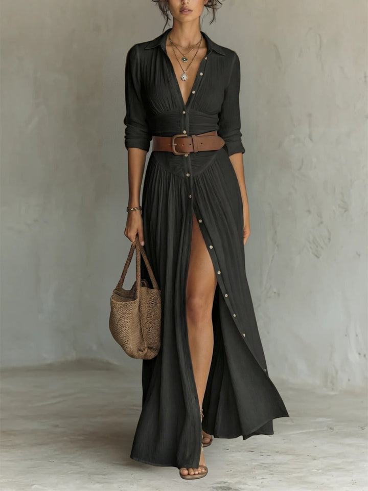 Women's Boho Maxi Dress for Fall Weddings in Black