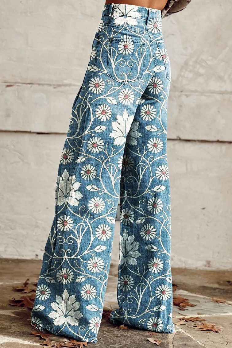 Women's Boho Vintage Wide Leg Jeans (2)