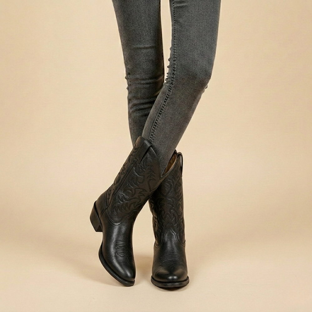 Women's Boots in Western Cowboy Style in Black 1