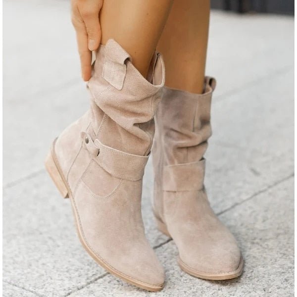 Women's Boots Suede Ankle for Fall in Beige
