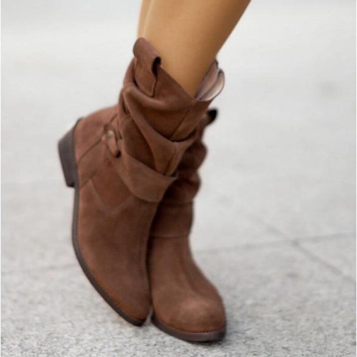 Women's Boots Suede Ankle for Fall in Dark Brown
