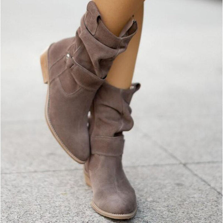 Women's Boots Suede Ankle for Fall in Dark Grey