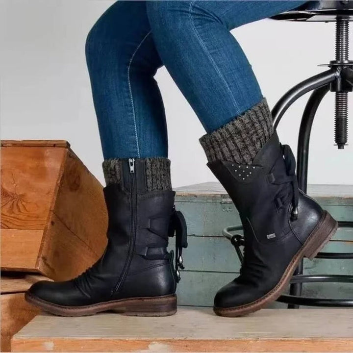 Women's Boots Warm Waterproof Calf for Fall in Black