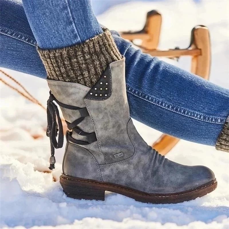 Women's Boots Warm Waterproof Calf for Fall in Grey