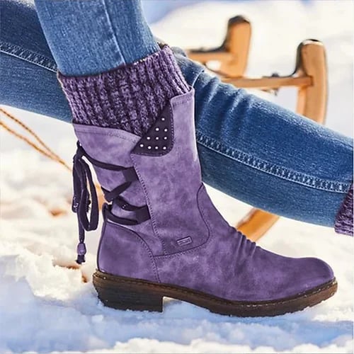 Women's Boots Warm Waterproof Calf for Fall in Purple