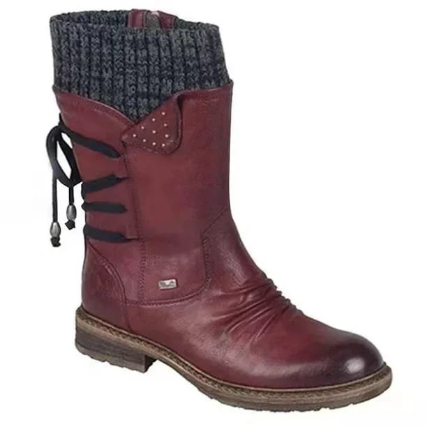 Women's Boots Warm Waterproof Calf for Fall in Red