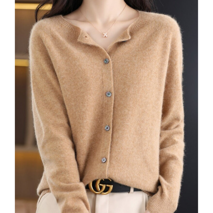 Women's Breathable Crew Neck Pullover for Layering in Light Brown