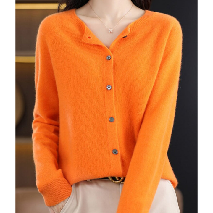 Women's Breathable Crew Neck Pullover for Layering in Orange