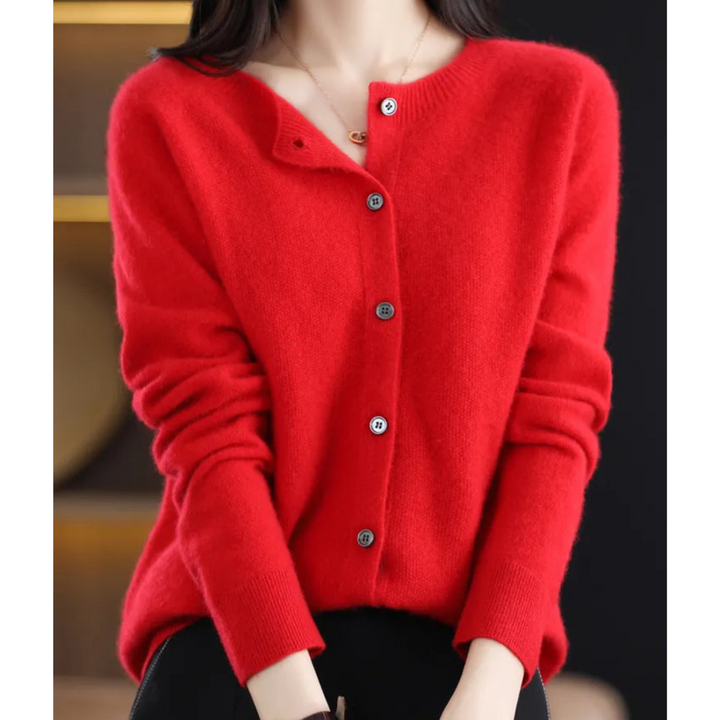 Women's Breathable Crew Neck Pullover for Layering in Red