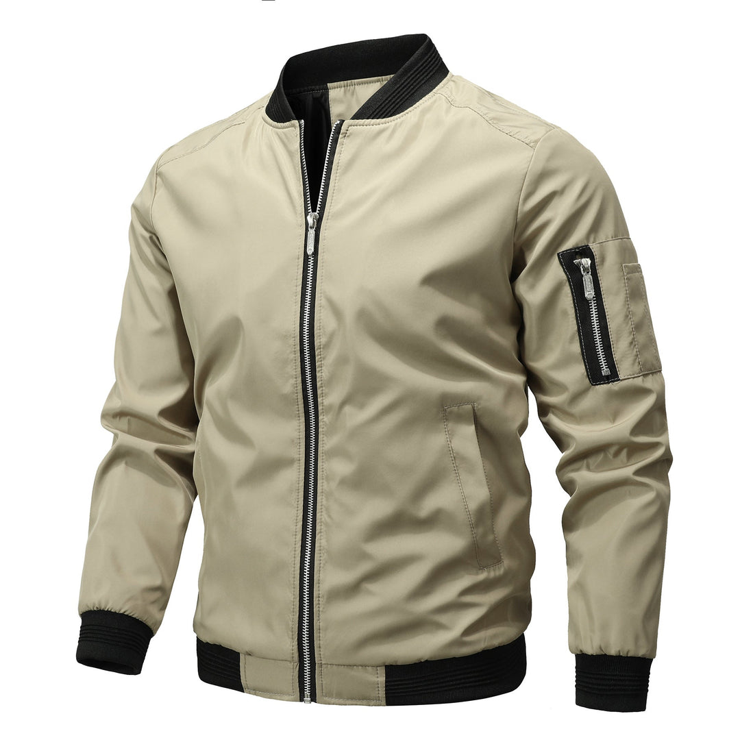 Women's Breathable Slim Bomber Jacket for Fall in Khaki