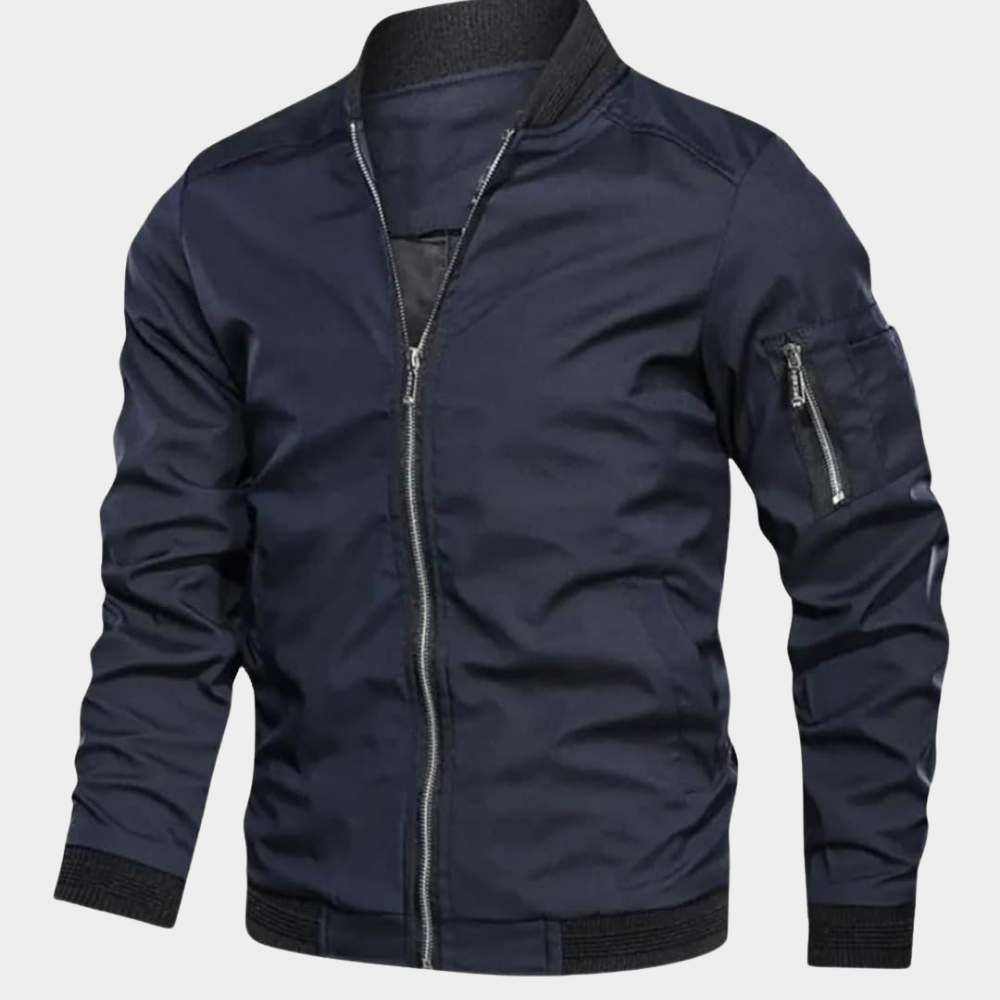 Women's Breathable Slim Bomber Jacket for Fall in Navy