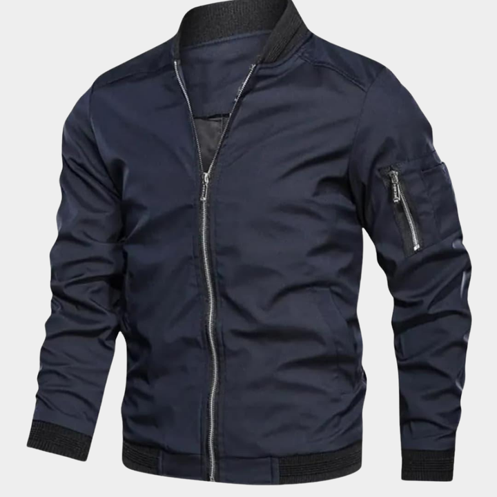 Women's Breathable Slim Bomber Jacket for Fall in Navy