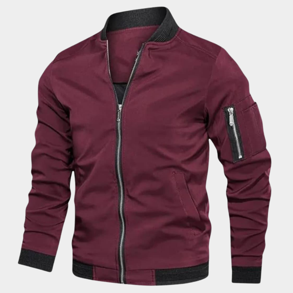 Women's Breathable Slim Bomber Jacket for Fall in Red