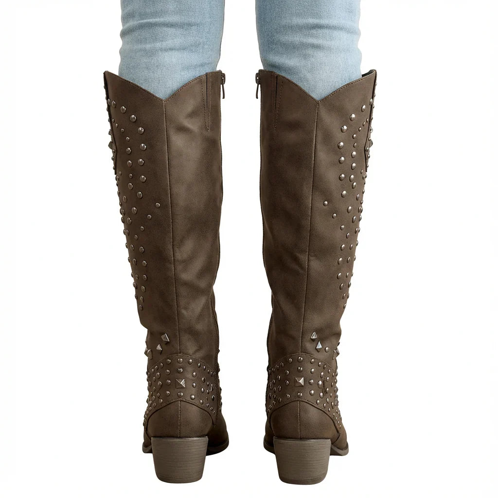 Women's Brown Knee-High Western Boots (5)