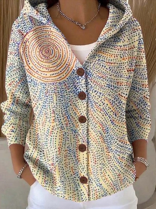 Women's Button-Front Elegant Hoodie in Light Yellow