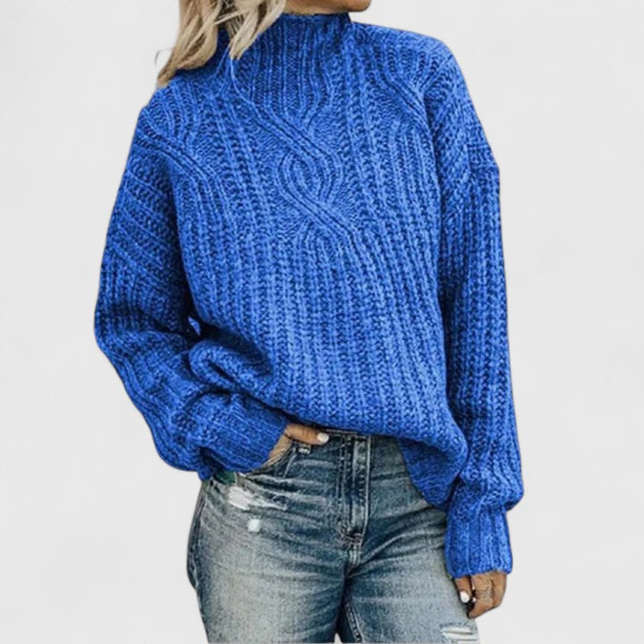 Women's Cable Knit Ugly Christmas Sweater in Blue